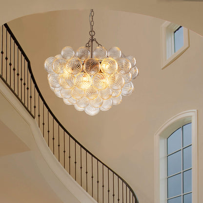 Bubbles Chandelier Clear Swirled Texture Ball Nickel Frame