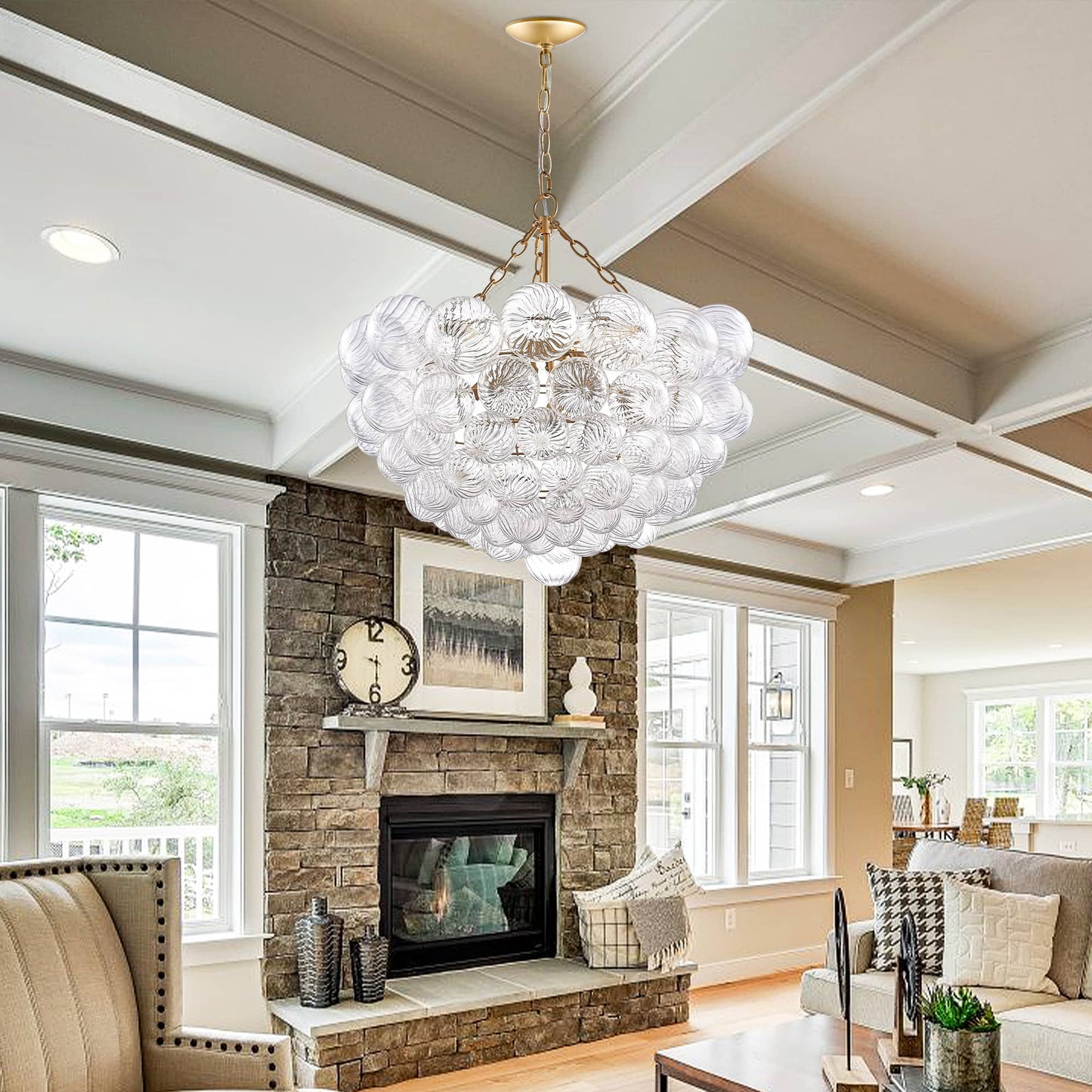 Talia Style Chandelier Clear Bubbled Ribbed Texture