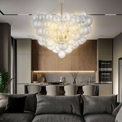 Talia Style Glass Chandelier Bubbled Clear Ball Swirled Texture 