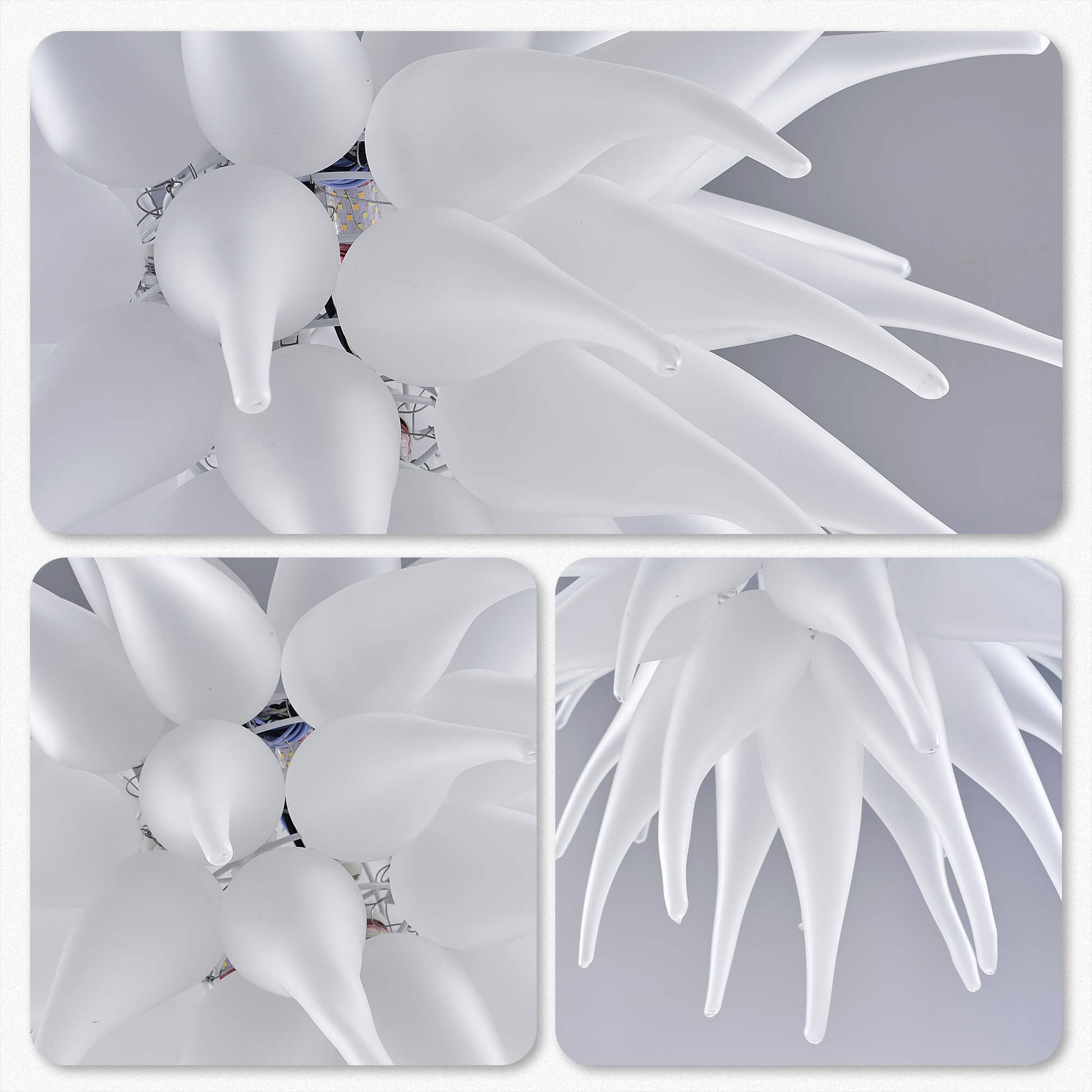 Contemporary Blown Glass Chandelier White Frosted Glass