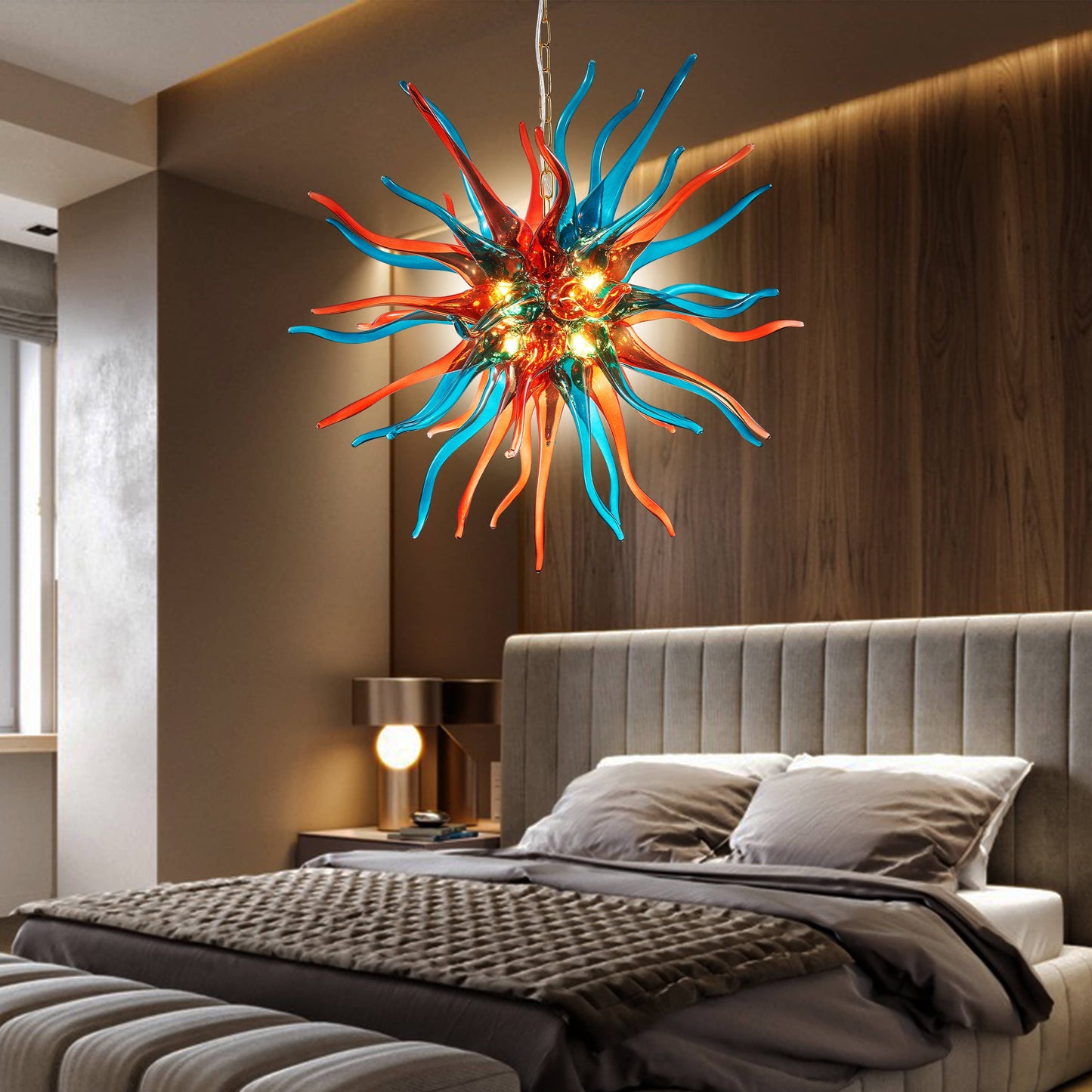 Sputnik Blown Glass Chandeliers Electroplating Multi Colors