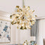 Starburst Chandelier Ceramic White And Gold Gingko Leaves