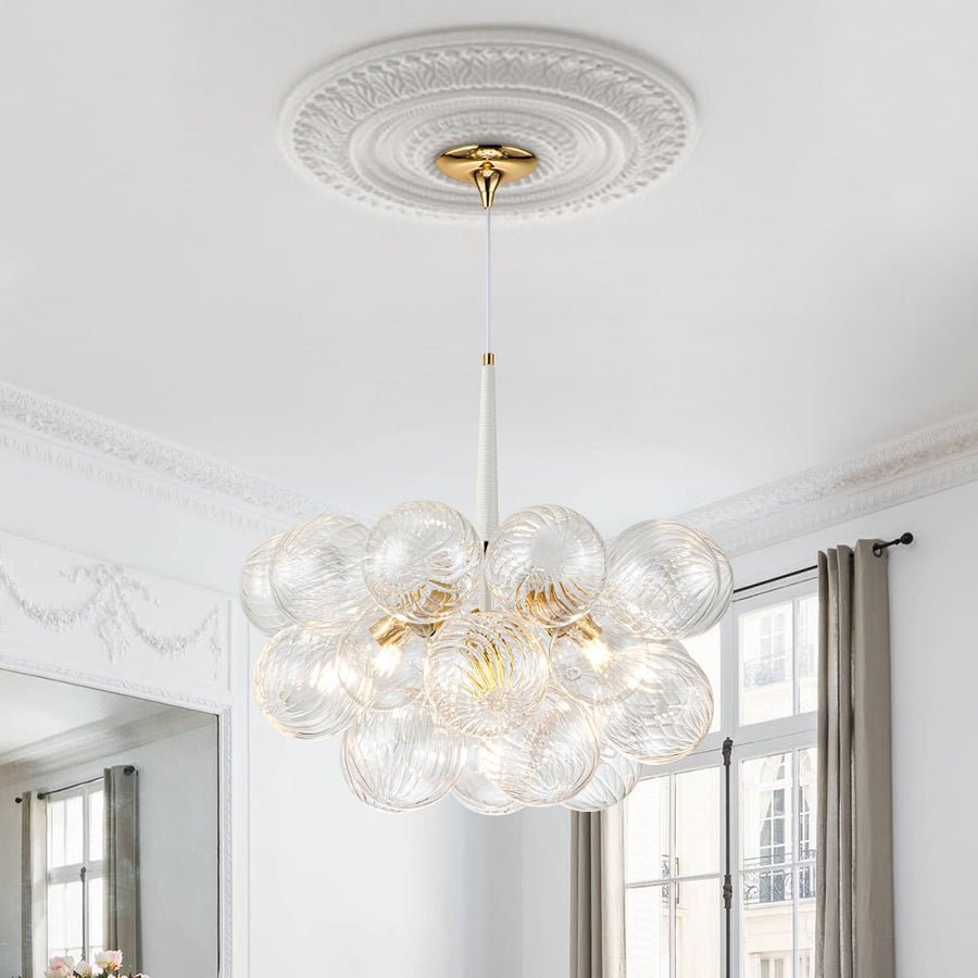 Modern Clear globe bubble Ball Swirled Texture Glass Chandelier