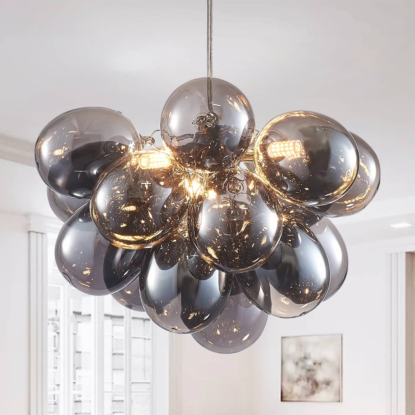 Electroplating Grey/Black Bubble Ball Chandelier Beypan For Living Room