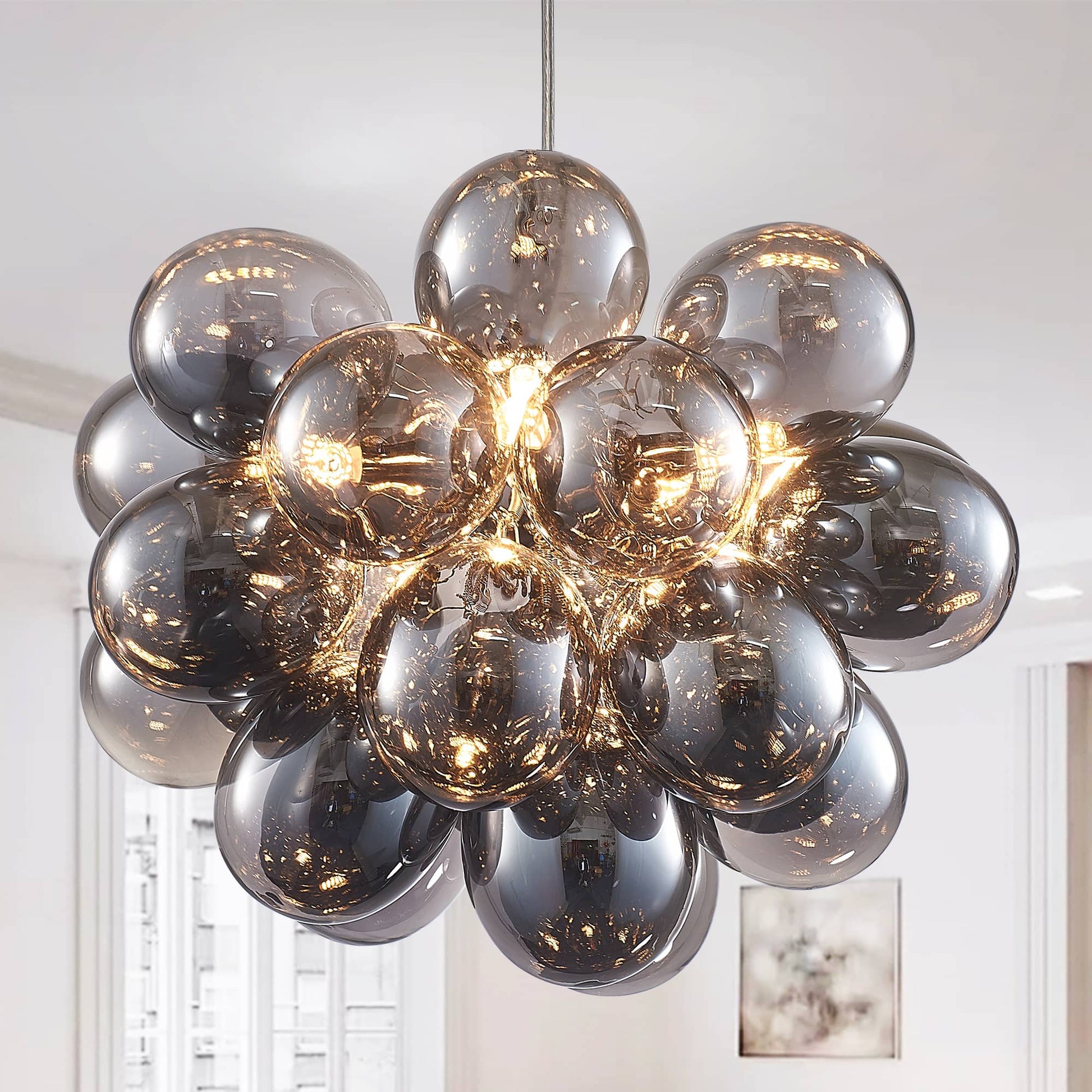 Modern Electroplating Grey/Black Bubble Ball Chandelier Beypan