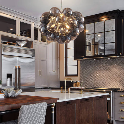 Electroplating Grey/Black Bubble Ball Chandelier For Kitchen