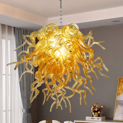 Murano Style Blown Glass Chandelier Gold Color