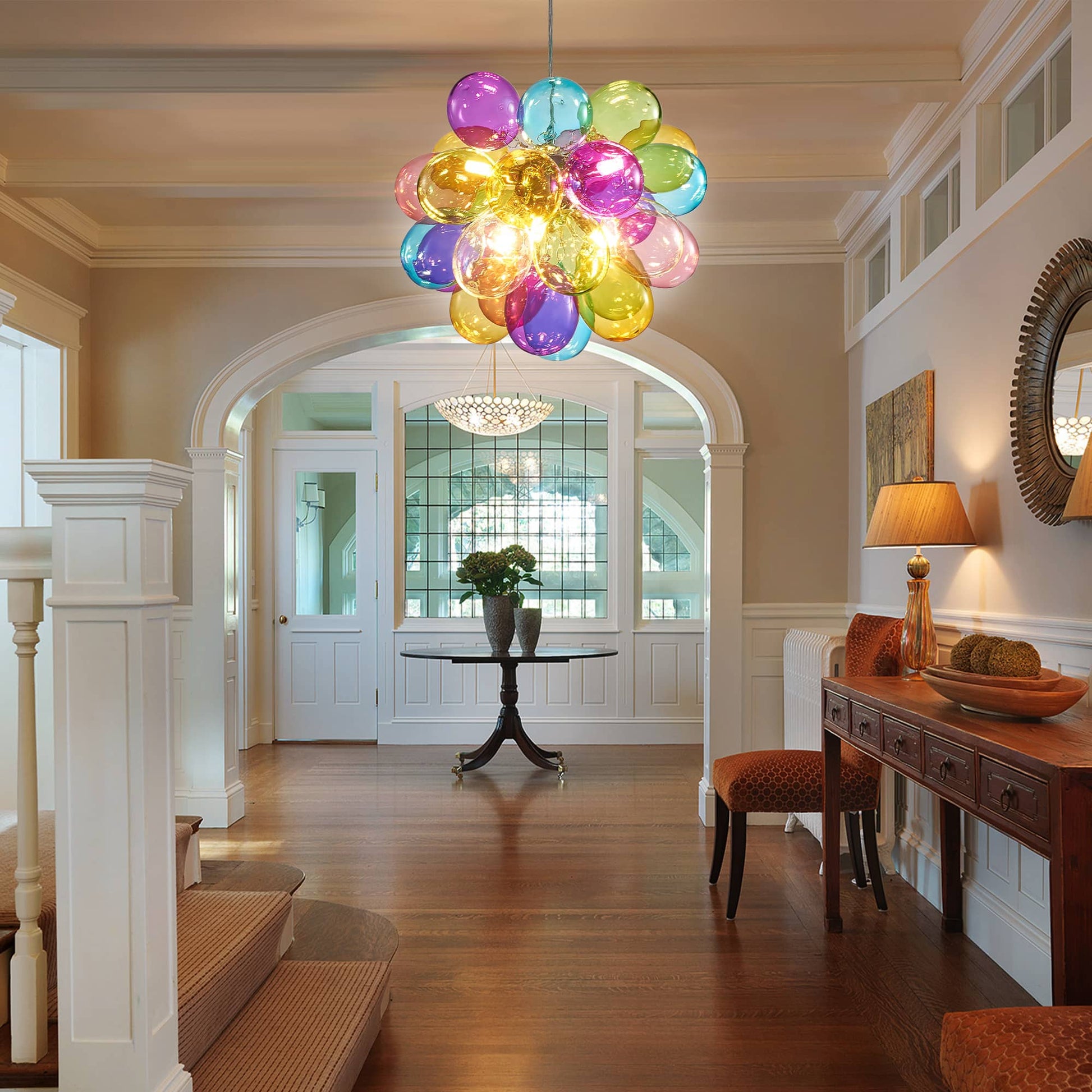 Colorful Blown Glass Bubbled Balloon Chandelier For Living Room