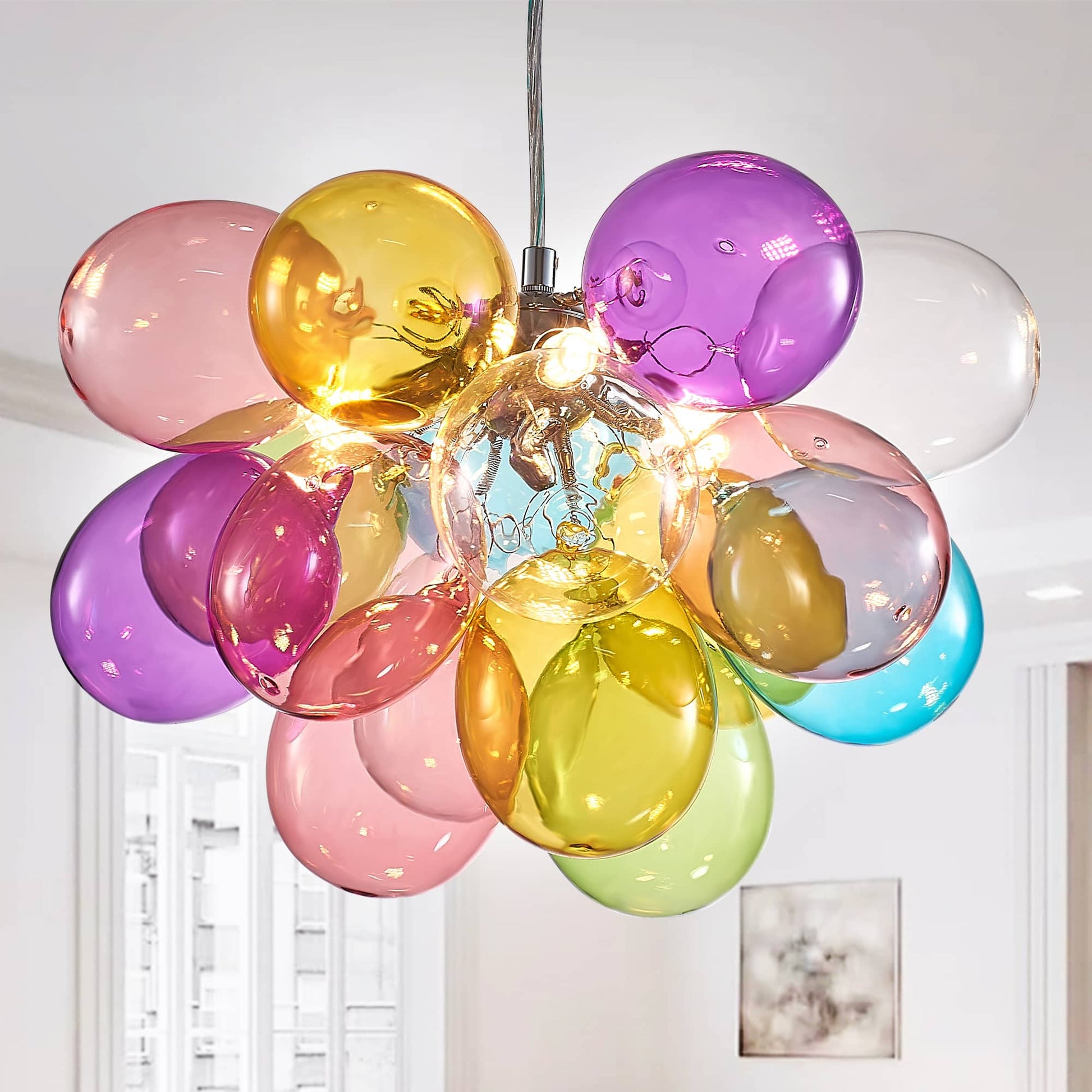 Colorful Blown Glass Bubbled Balloon Chandelier