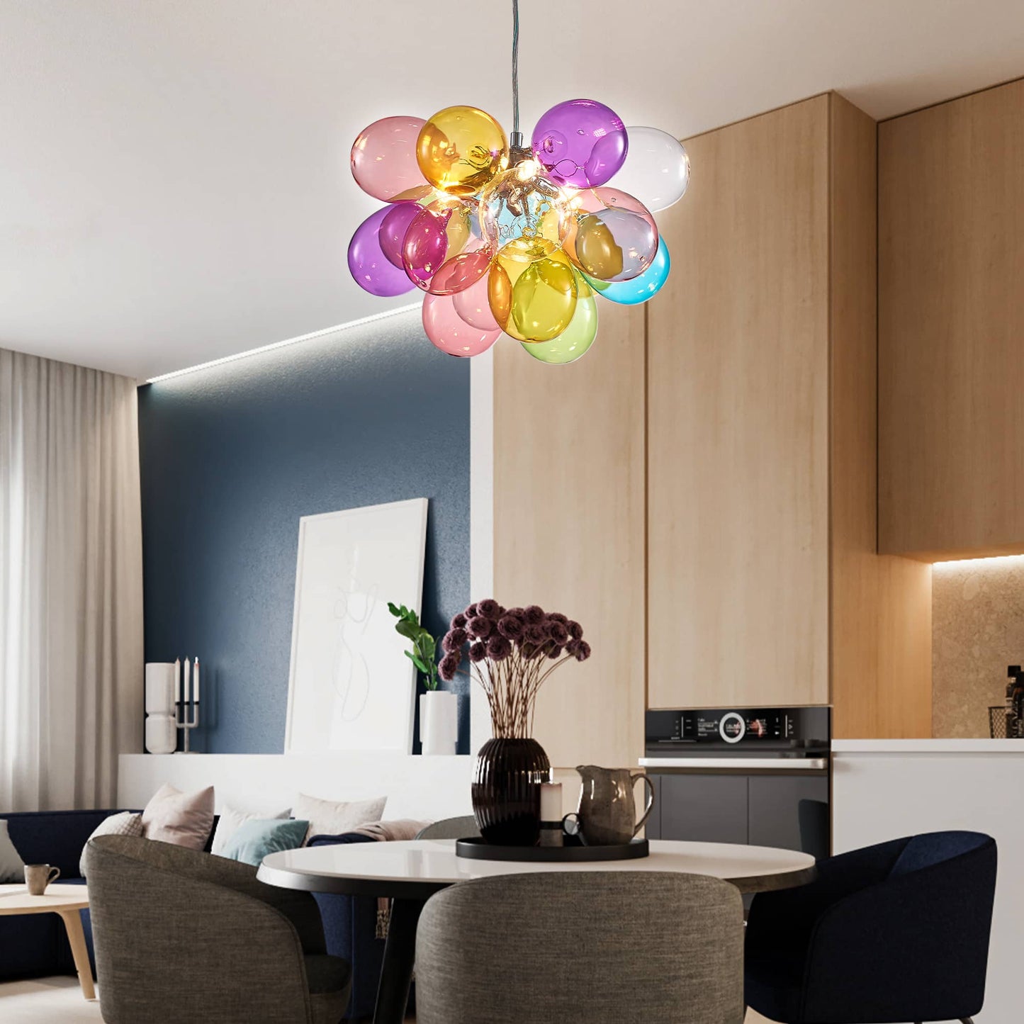 Colorful Blown Glass Bubbled Balloon Chandelier