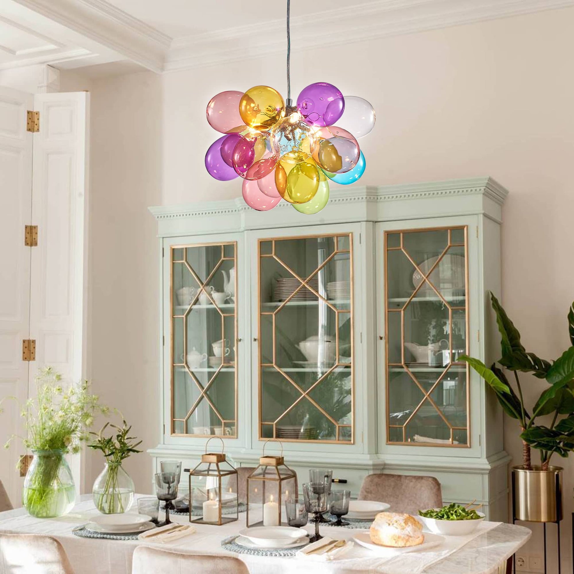 Colorful Blown Glass Bubbled Balloon Chandelier