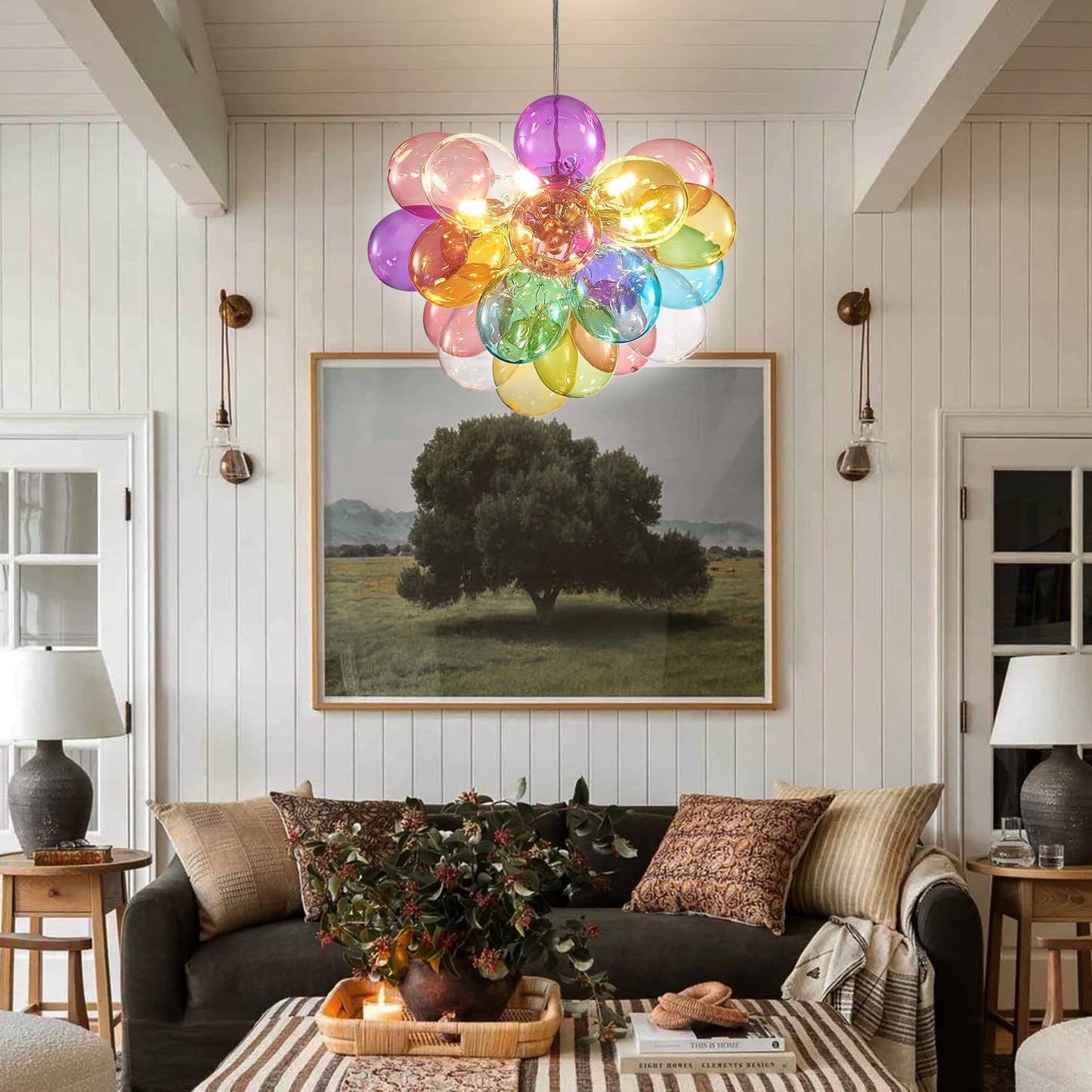 Colorful Blown Glass Bubbled Balloon Chandelier