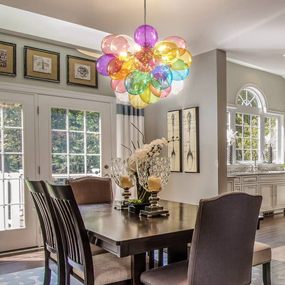 Colorful Blown Glass Bubbled Balloon Chandelier