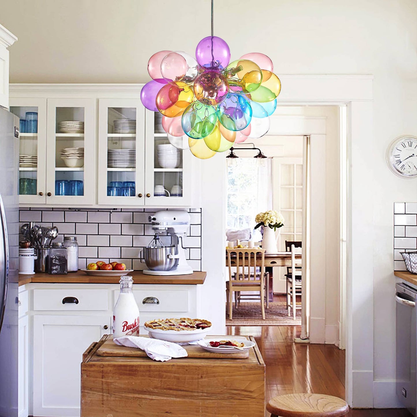 Colorful Blown Glass Bubbled Balloon Chandelier