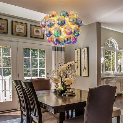 Bubbles Chandelier With Iridescent Cognac Balloon Tinted Glass For Dining Room