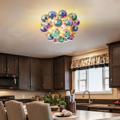 Bubbles Chandelier Semi-Flush Iridescent Cognac Tinted Glass