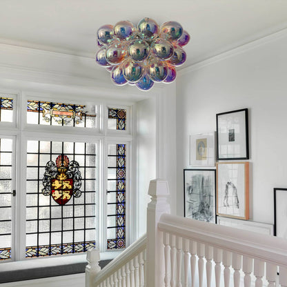 Bubbles Chandelier Semi-Flush Iridescent Cognac Tinted Glass