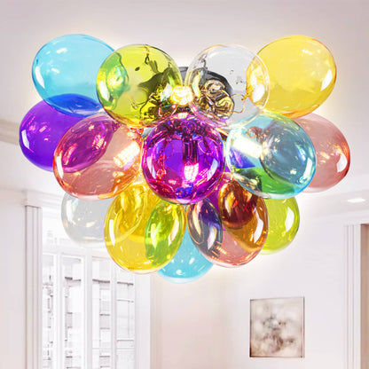 Semi Flush Mount Ceiling Bubbled Chandelier Colorful Blown Glass Balloon