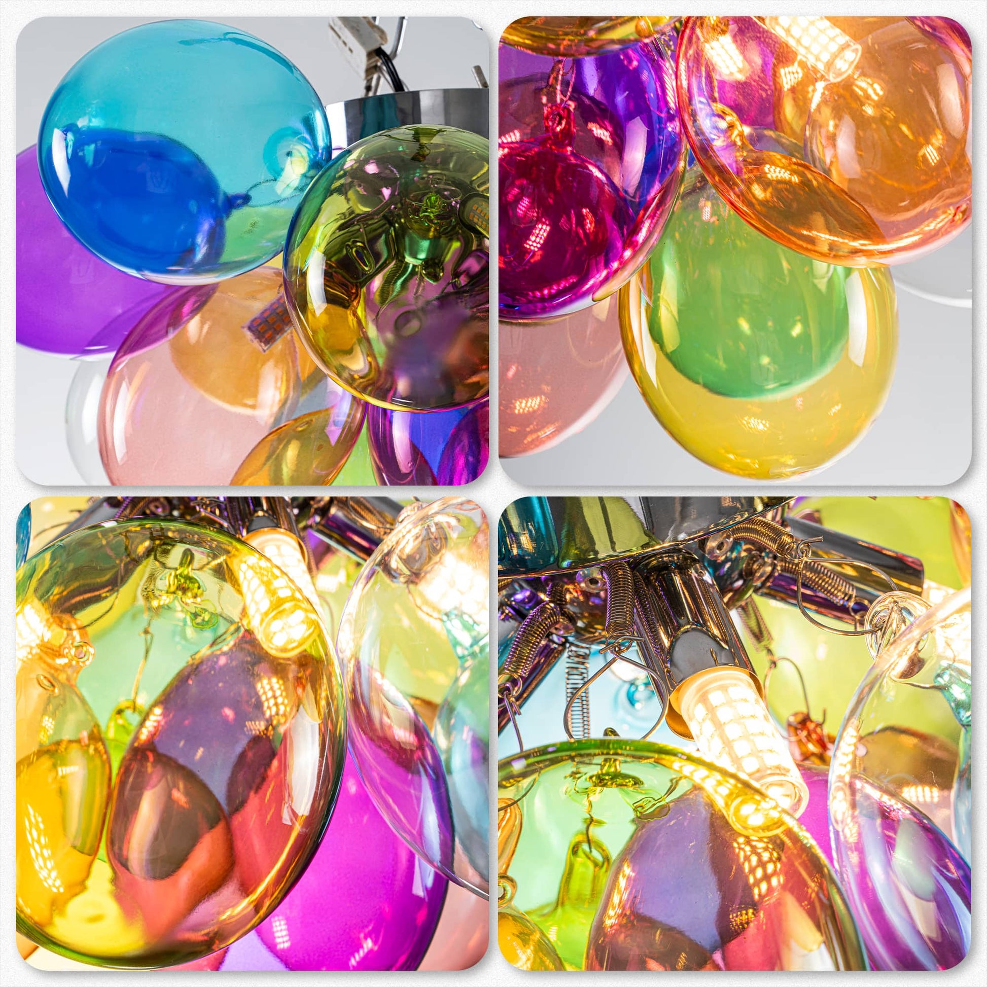 Semi Flush Mount Ceiling Light Colorful Blown Glass Balloon