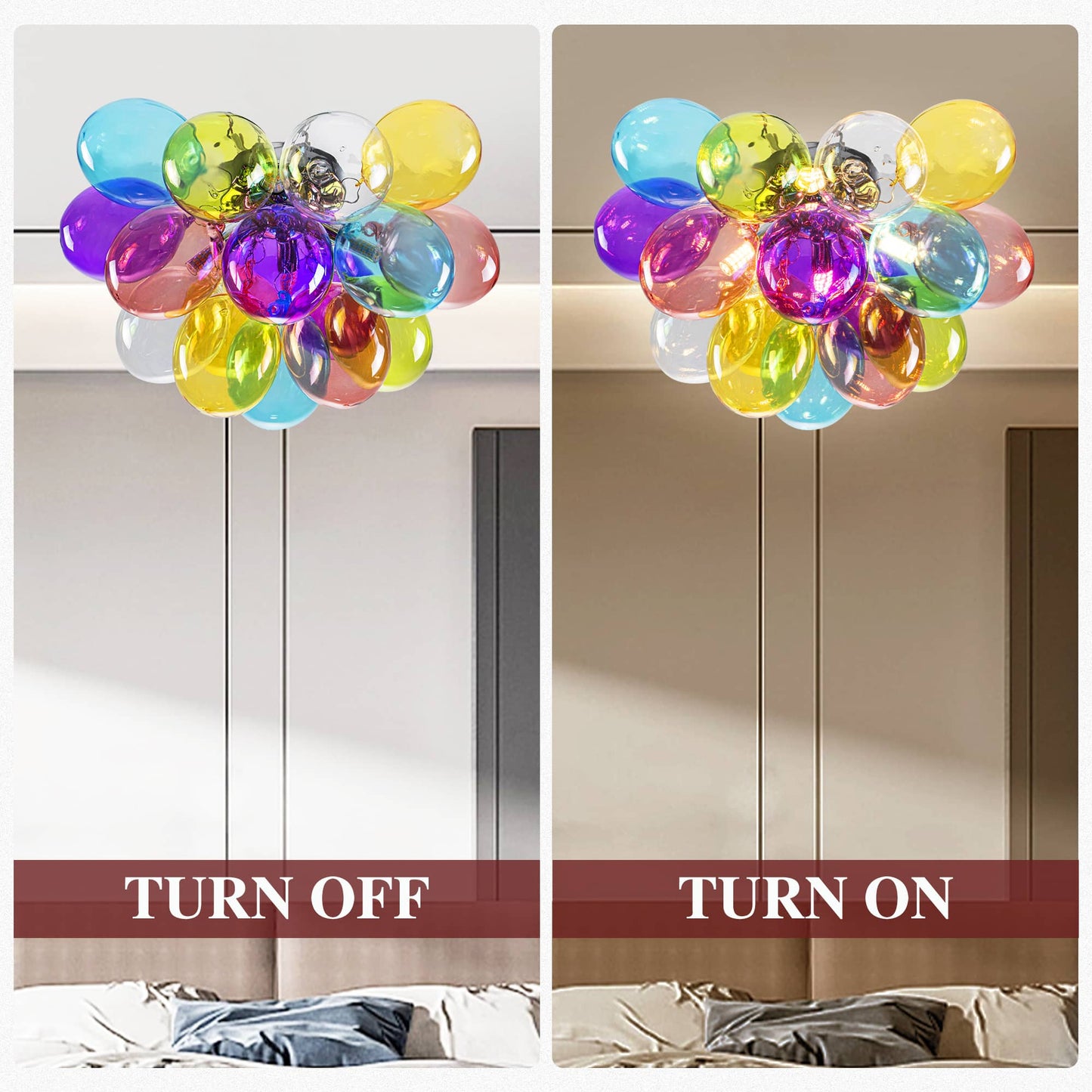 Semi Flush Mount Ceiling Lamp Colorful Blown Glass Balloon