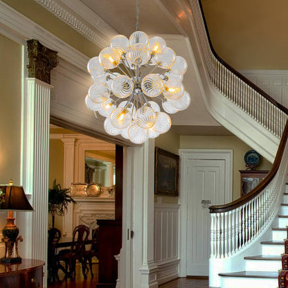 Sputnik Shape Bubbles Chandelier Clear Swirl Ribbed Texture