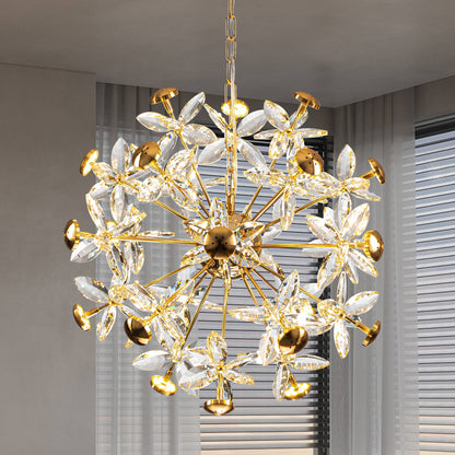 Sputnik Crystal Chandelier Gold Sphere Crystal Flower