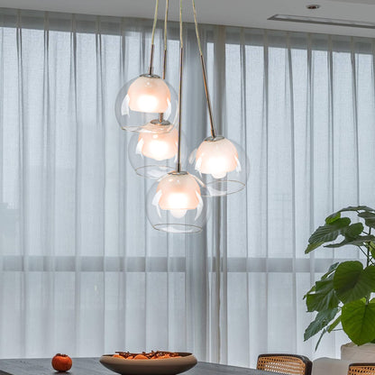 Nordic Chandelier Frosted White And Clear Double Layer Glass Shades