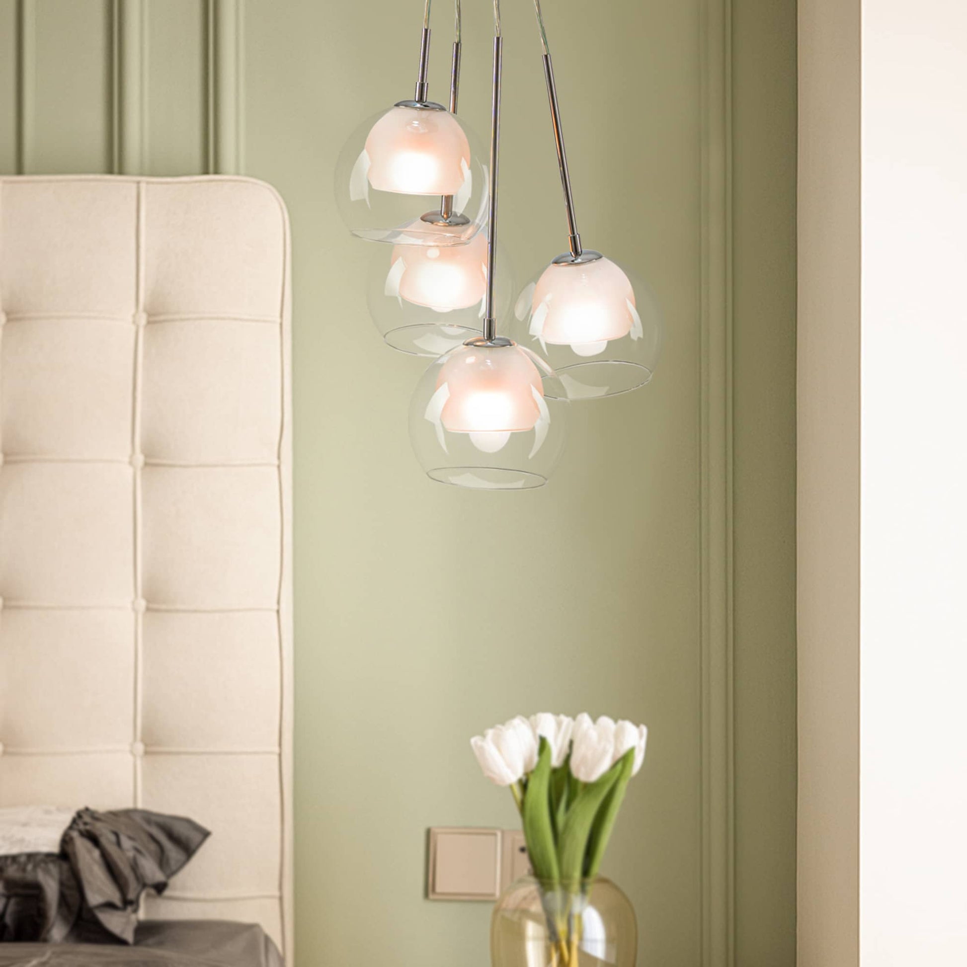 Nordic Chandelier Frosted White And Clear Double Layer Glass Shades