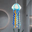 Vibrant Blue & Orange Murano Glass Jellyfish Pendant Lamp