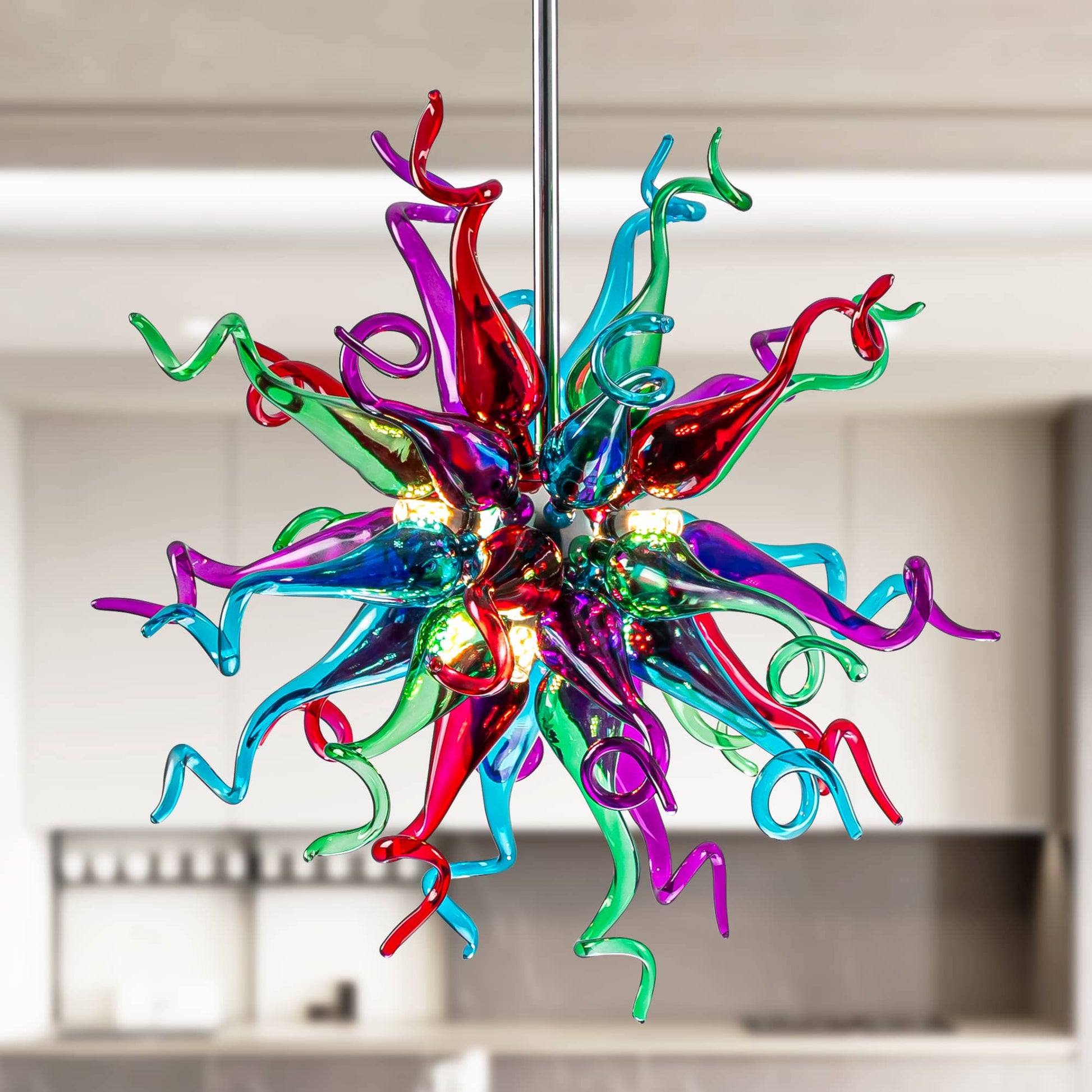 Sputnik Blown Glass Chandelier Multi Colors - Longree