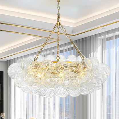 Ring Loop Bubbles Chandelier Swirled Texture Clear Globe D40"*H26"