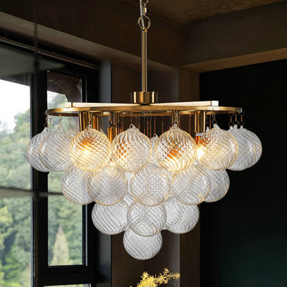 Bubbles Chandelier 4-Tiered Textured Glass Balls-gold