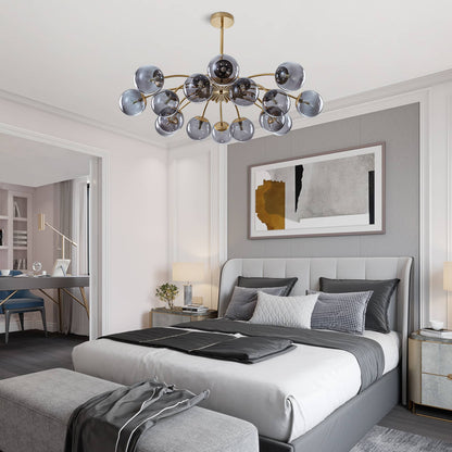 Modern smoke glass chandelier for bedroom ceiling lighting