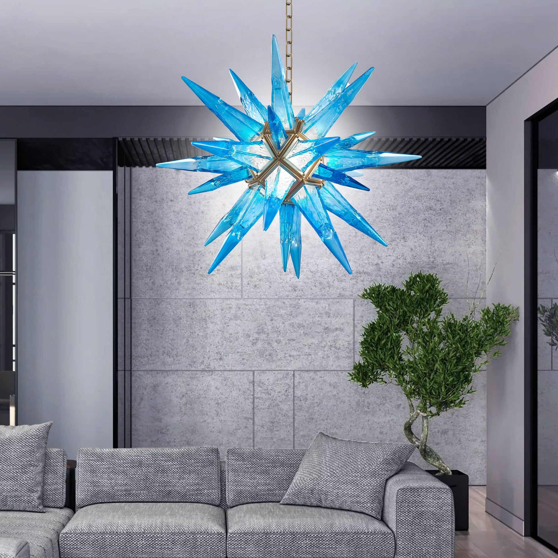 Ice Blue Starburst chandelier