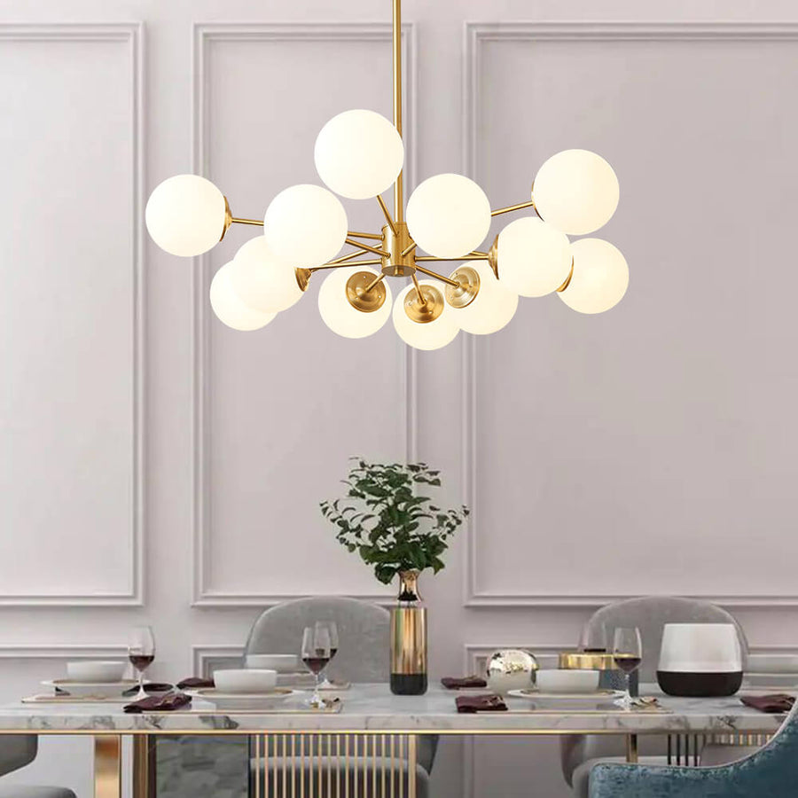 Mid Century Sputnik Chandelier Frosted Opal Glass Balls For Dining Room