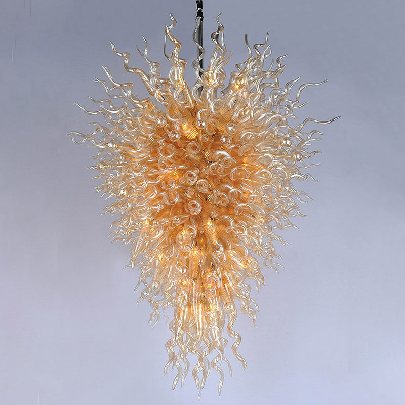Blown Glass Chandelier Chihuly Style Amber Golden Art Glass Pendant Hanging Light Zweitbild