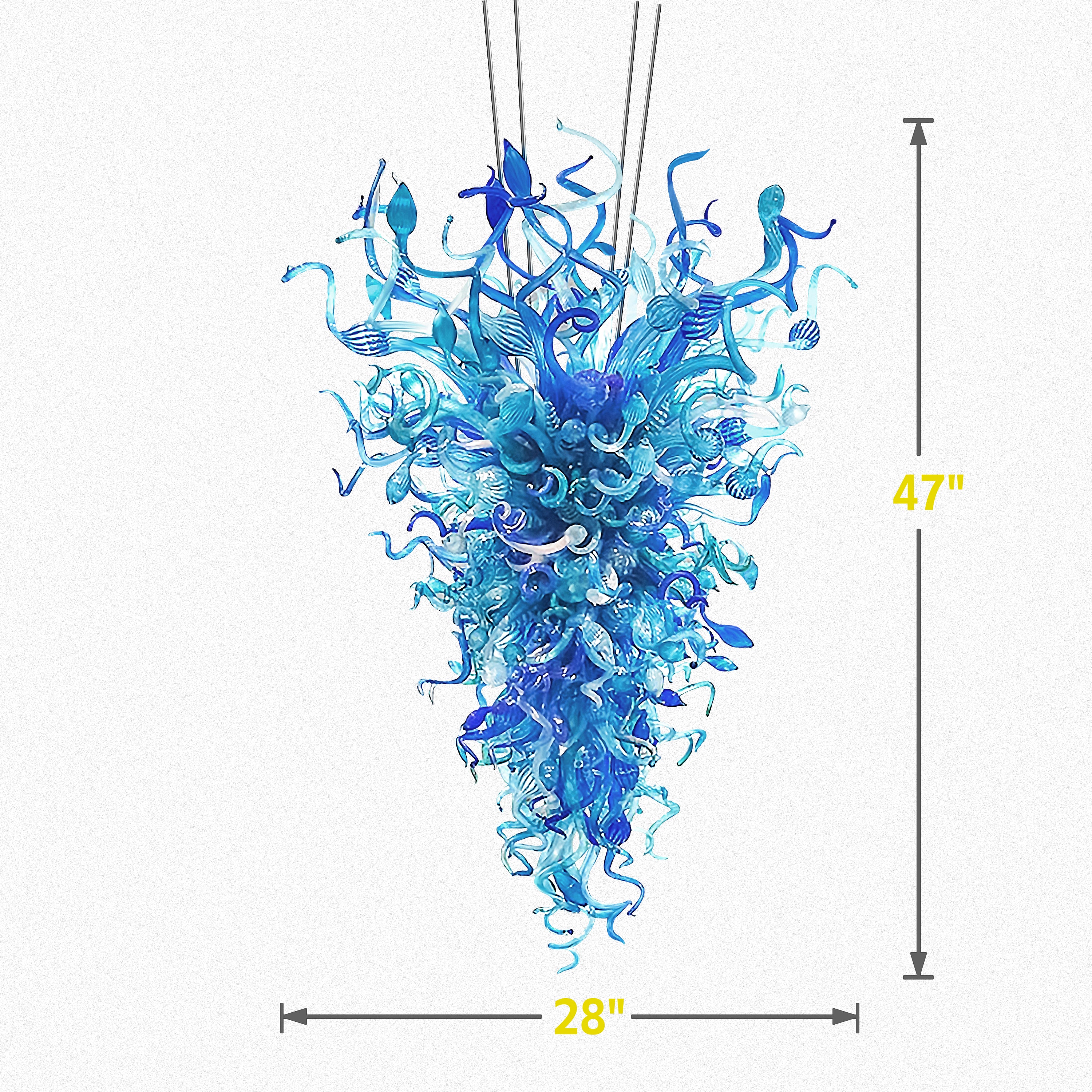 Chihly Style Blue Blown Glass Chandelier | Oceanic Sculptural Art Glass Pendant Hanging Light Zweitbild