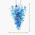 Chihly Style Blue Blown Glass Chandelier | Oceanic Sculptural Art Glass Pendant Hanging Light