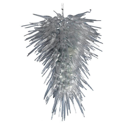 Arctic Glazier grand chandelier featuring a dense cascade of clear hand-blown glass icicles in a vertical drop design.