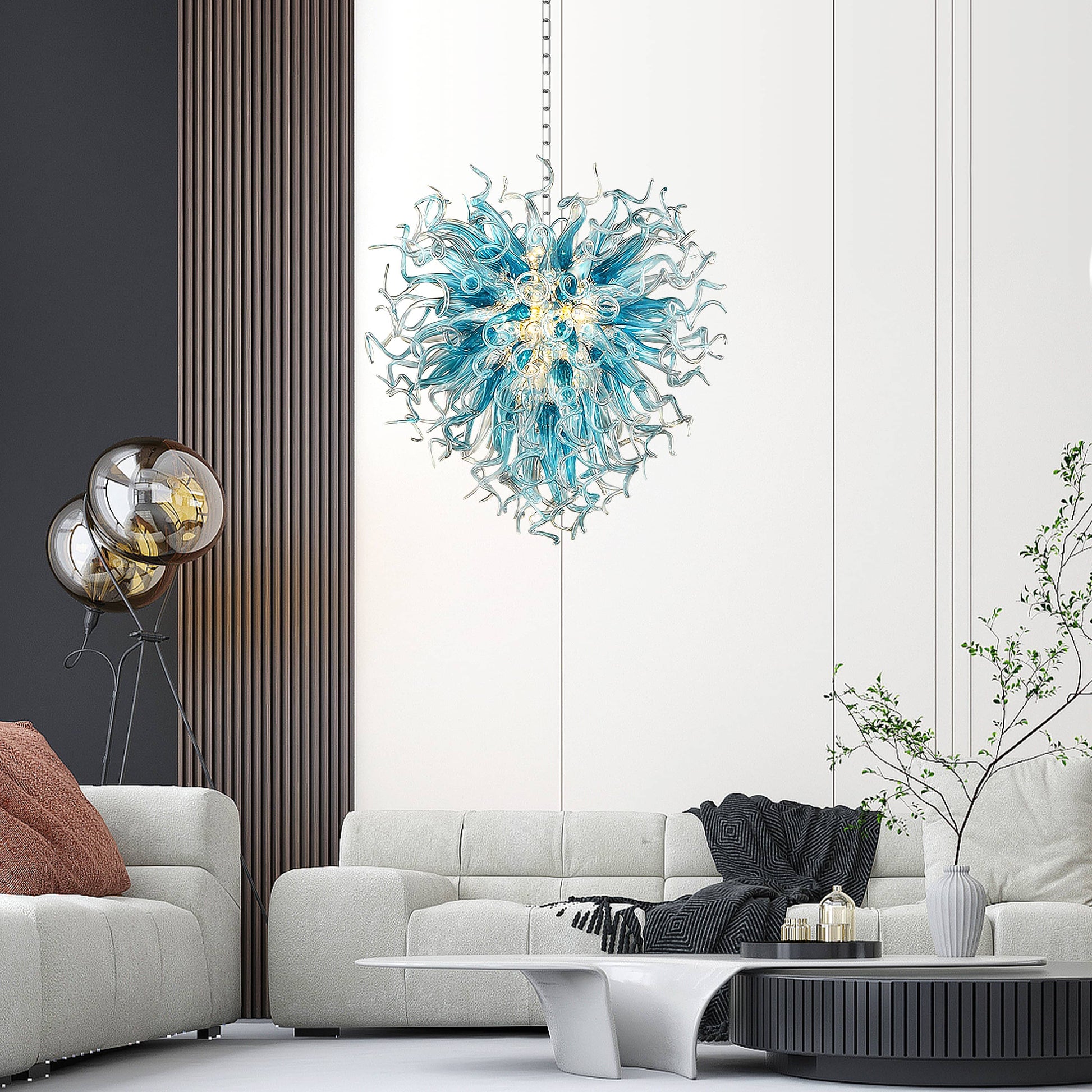 Chihuly Blown Glass Chandeliers Blue Color