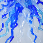 Chihly Style Sky Blown Glass Chandelier Blue White Colors Art Glass Pendant Hanging Light