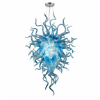 Blown Glass Chandelier Ice Blue Chihuly Style Art Glass Pendant Light
