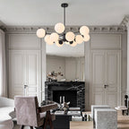 Modern Black Opal Glass Globe Sputnik Chandelier