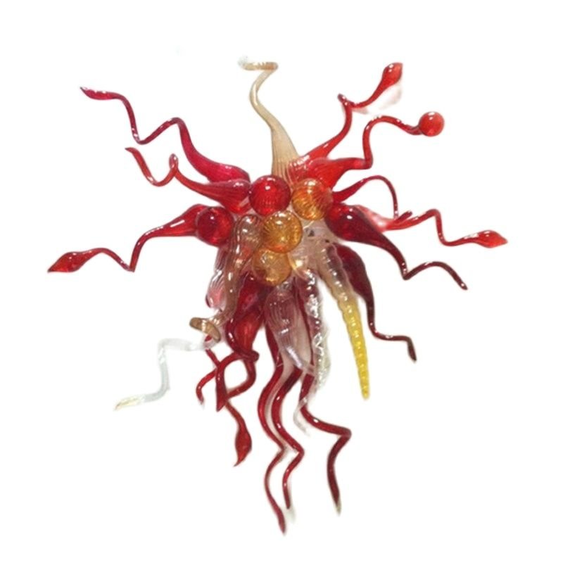 Stunning red and white art glass wall light, showcasing the contrast between translucent and opaque glass.