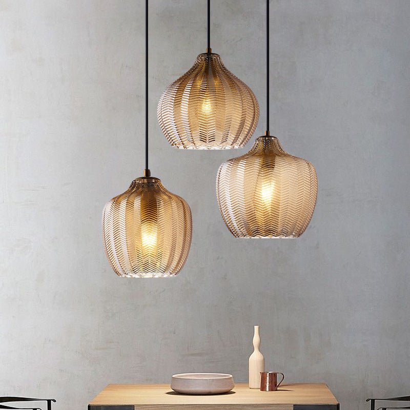 Amber/Gray glass chandelier restaurant E27 led light modern minimalist personality bedside Nordic bedroom bar staircase Pendant lamp