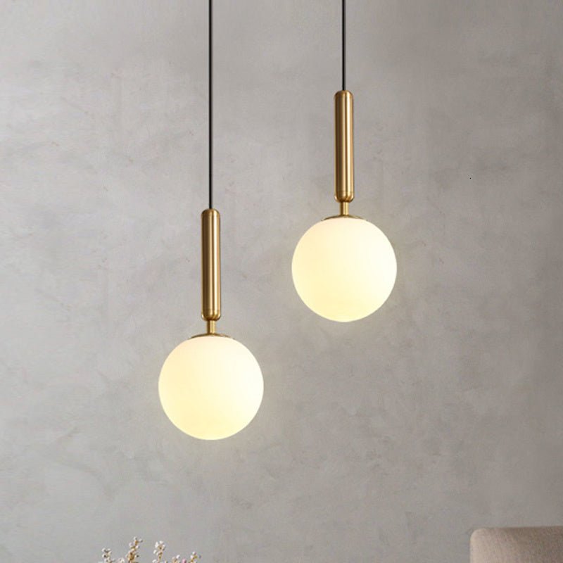 Modern Pendant Light Metal Frame Milk White Opal Glass Lampshade For Living Room