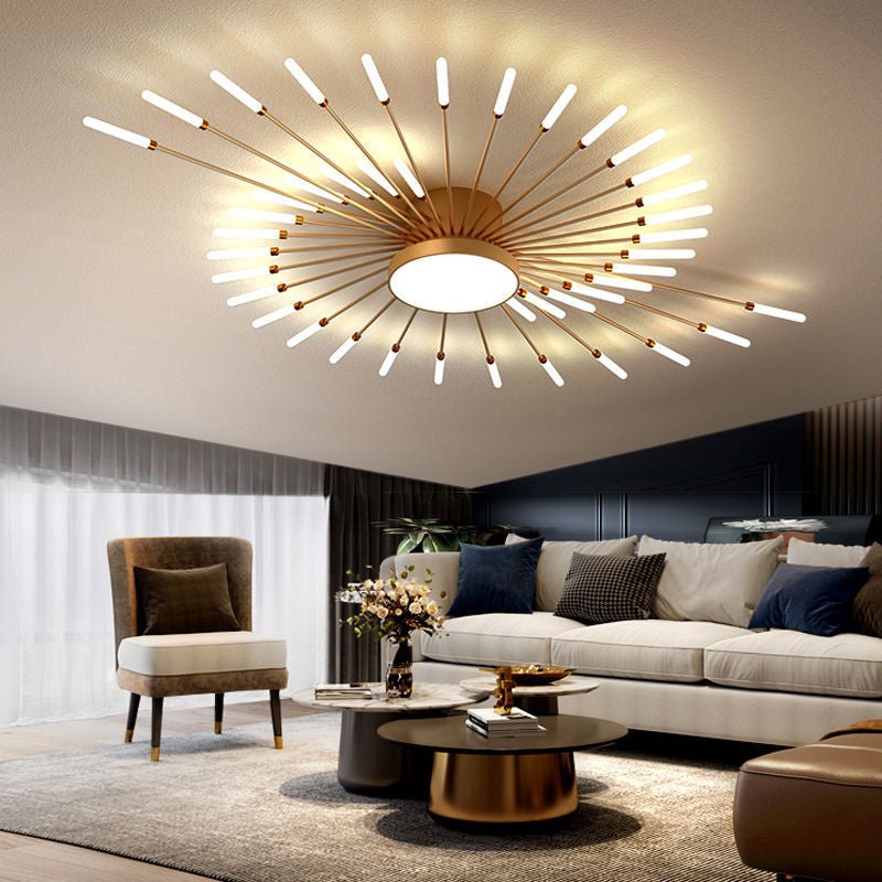 Modern Chandelier Firework Shape Semi Flush With Magic Wand LED