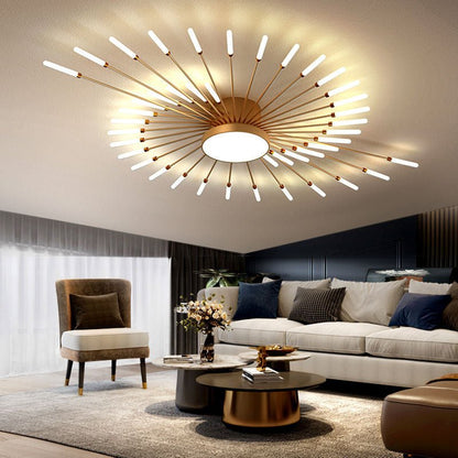 Modern Chandelier Firework Shape Semi Flush With Magic Wand LED