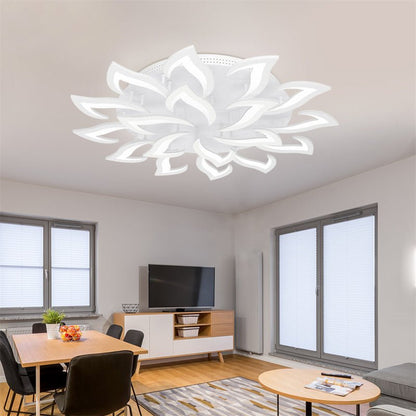 Lotus Shape Ceiling Light LED Semi Flush With App Remote Control For Dining Room