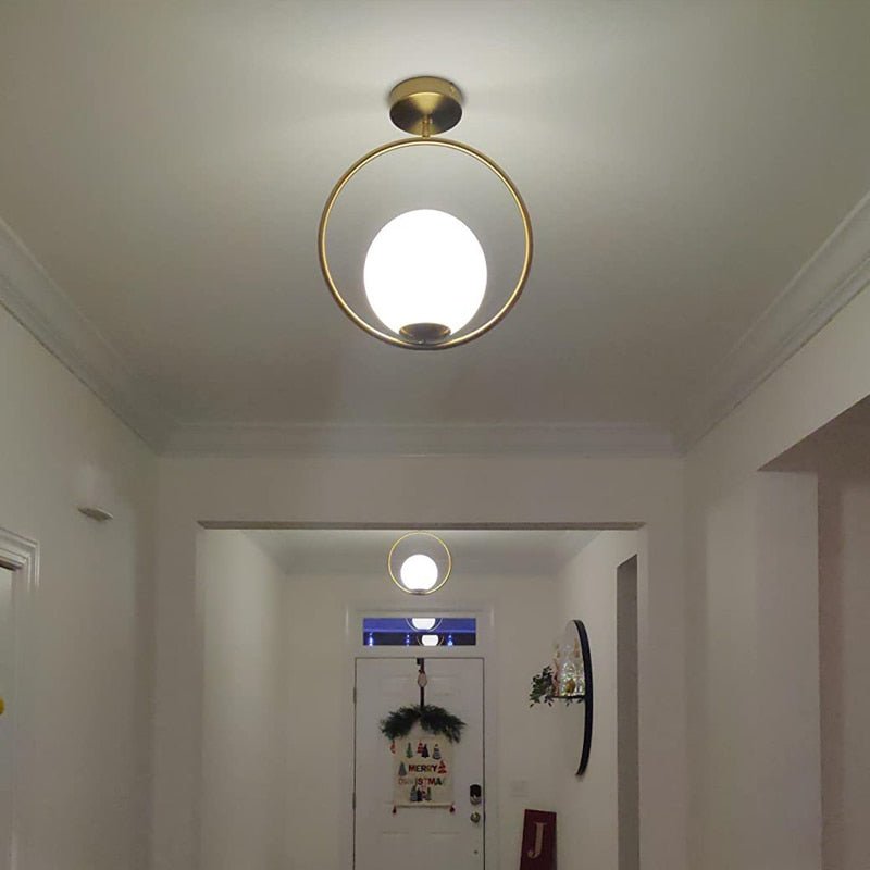 Contemporary Pendant Lamp Metal Frame Opal Glass Lampshade For sale